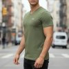 Aeronautica Militare t-shirt męski koszulka khaki z dekoldem V